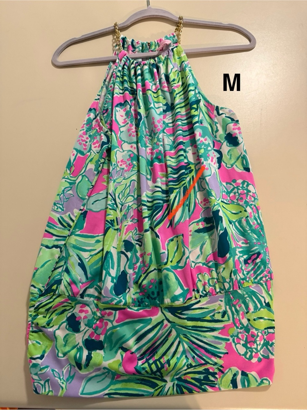 Lilly Pulitzer Pink Green Blue Tropical Halter Tank Top